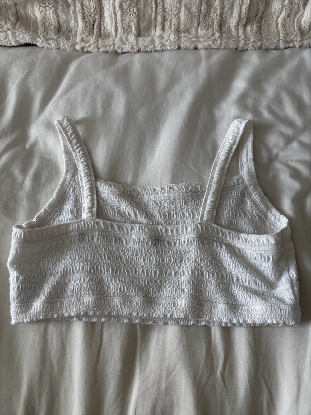American Eagle White Smocked Crop Top - Picture 4 of 4